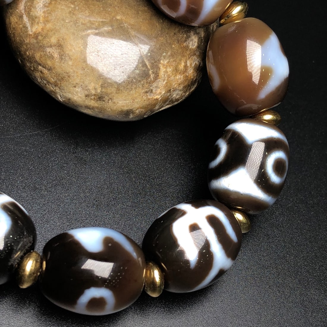 Old Tibetan DZI Agate Hand Chain - 7