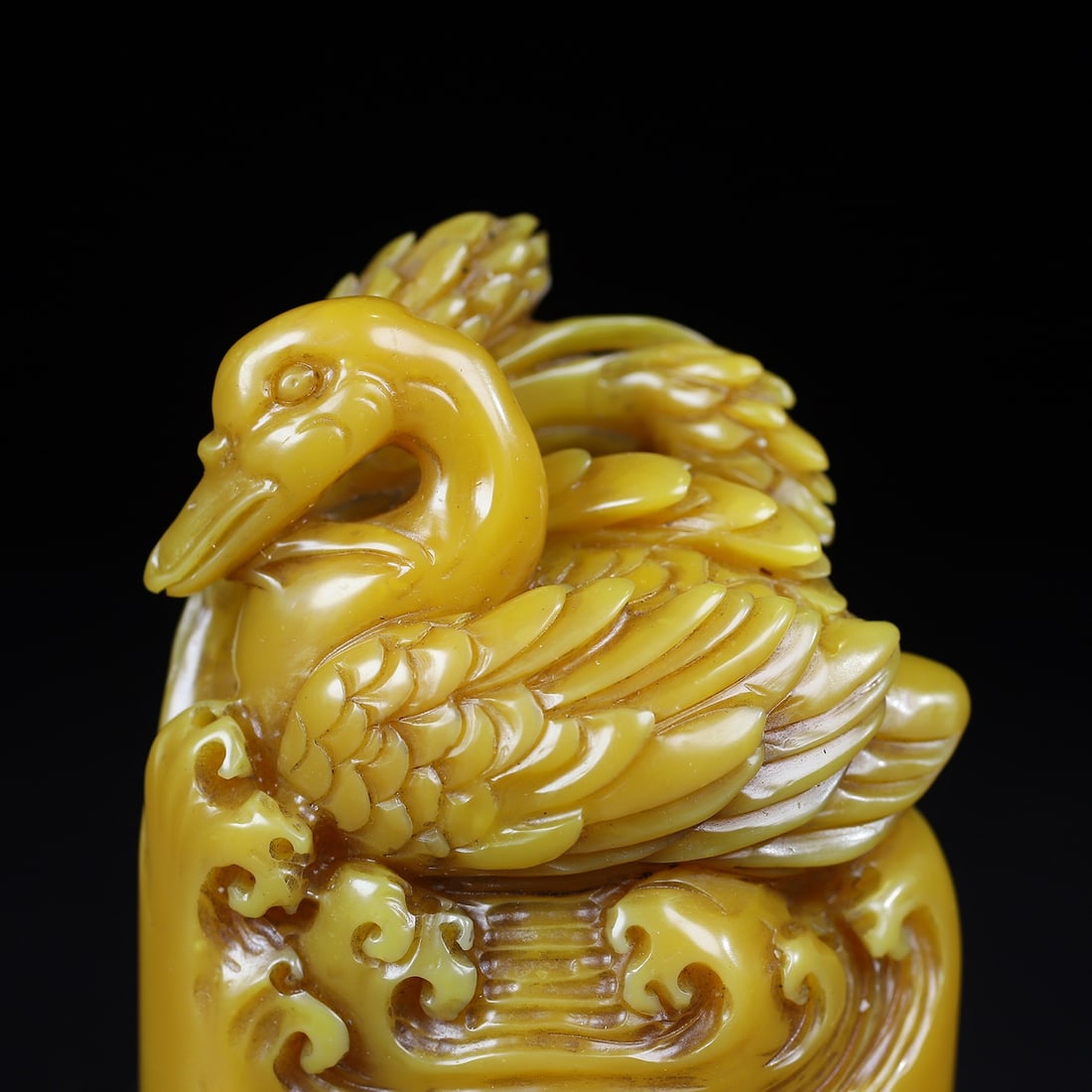 Vintage Shoushan Soapstone Hand-Carved Seal/Stamp Statue Duck w Box - 3