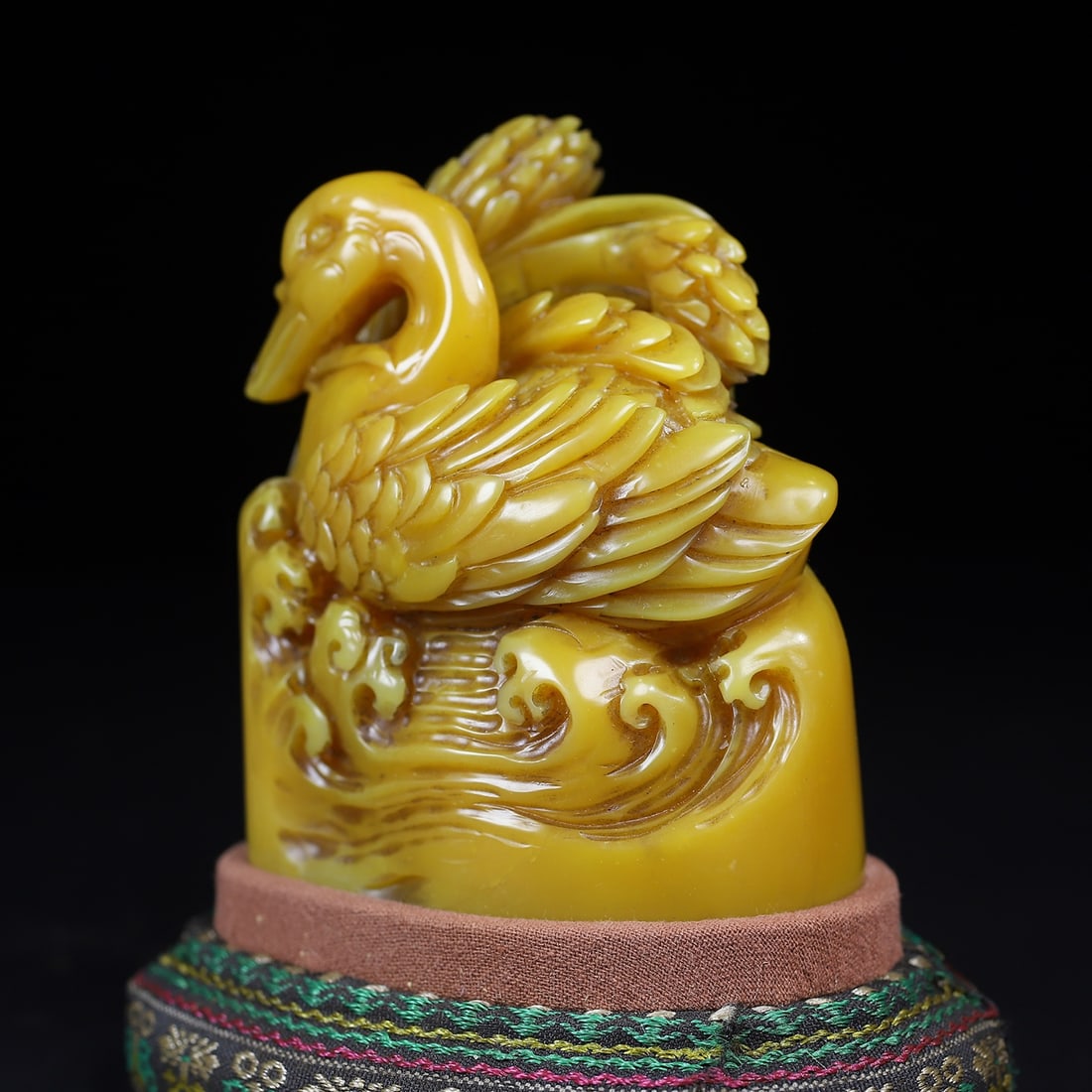 Vintage Shoushan Soapstone Hand-Carved Seal/Stamp Statue Duck w Box - 5