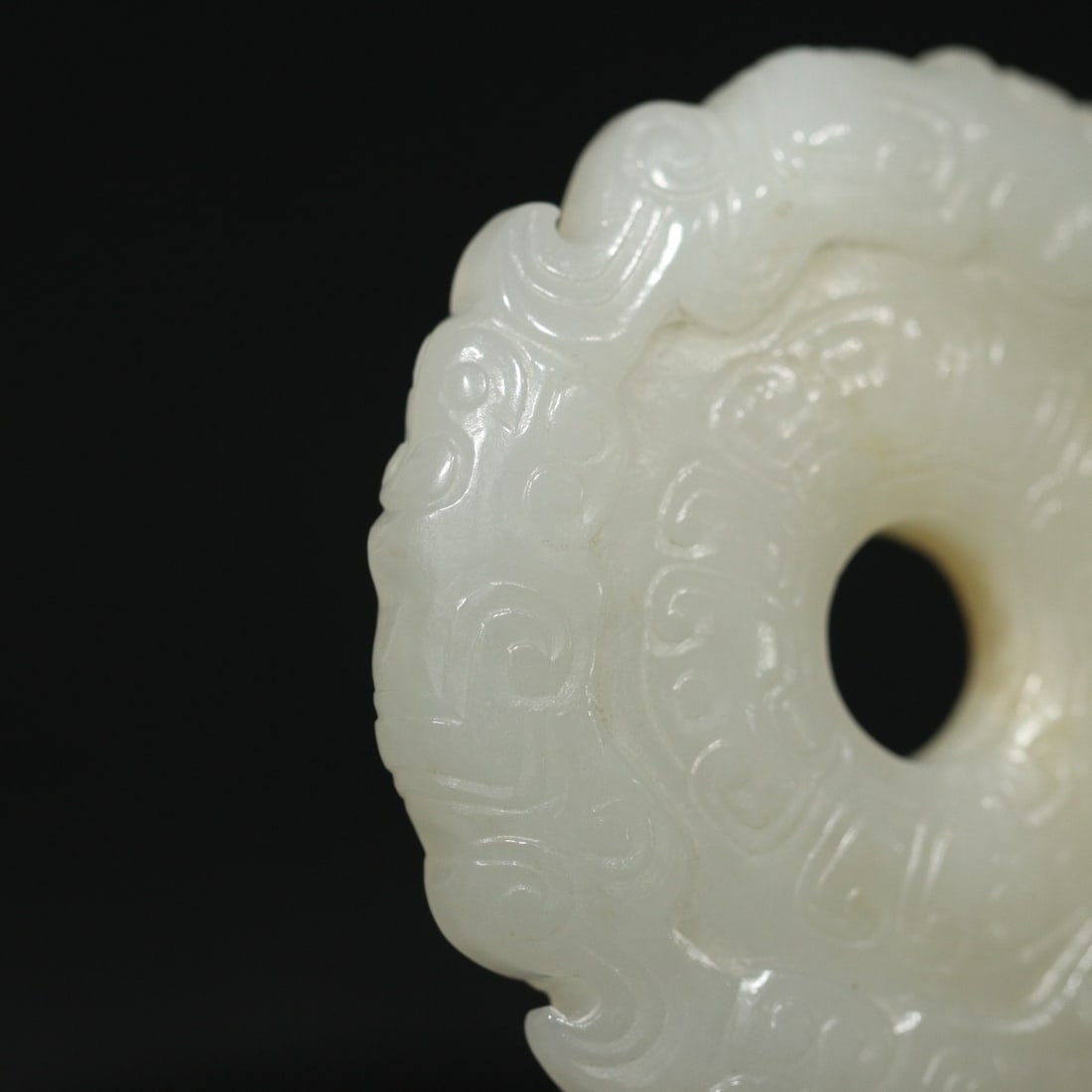 Old Hetian Jade Bi Pendant - 7