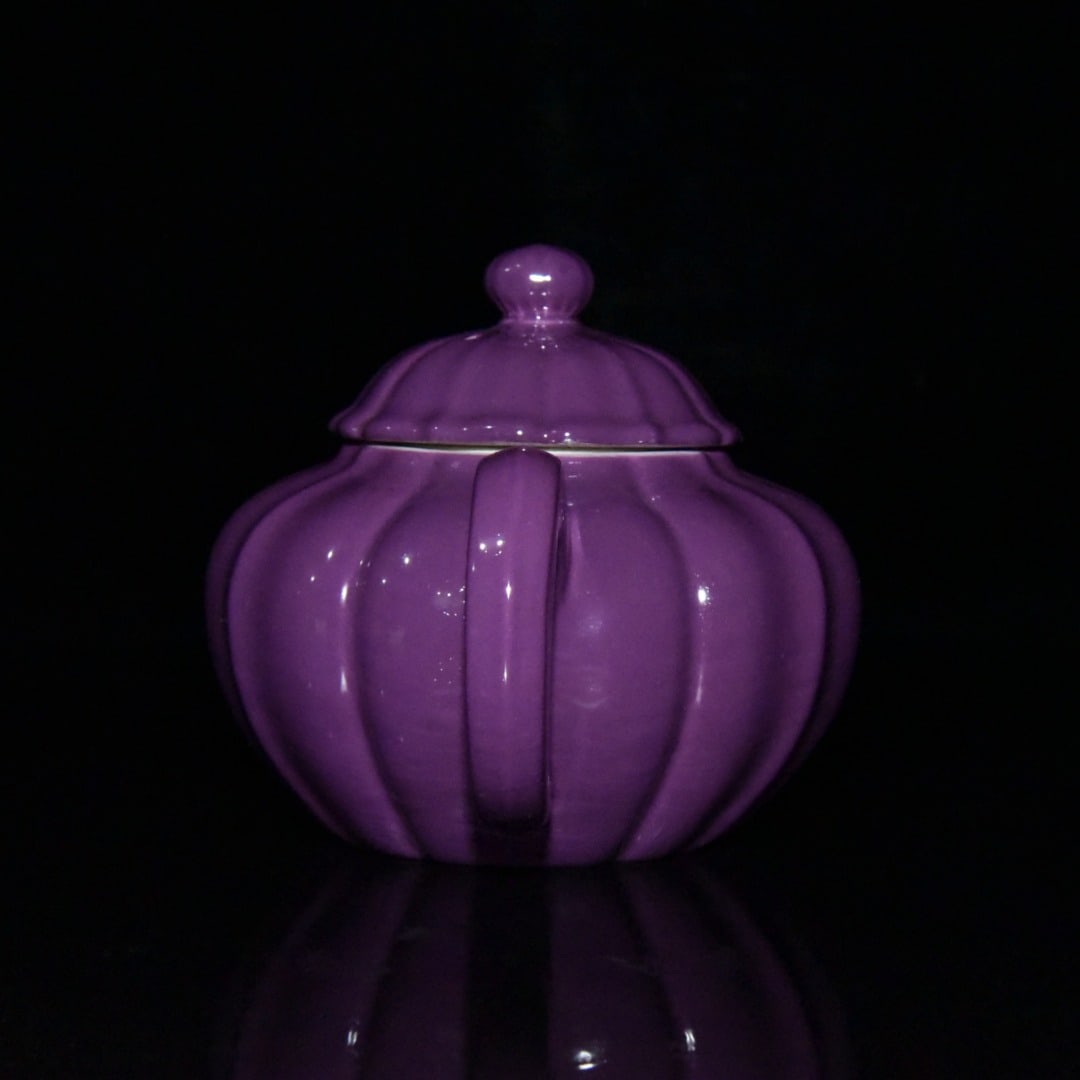 Chinese Purple Glaze Porcelain Teapot - 2