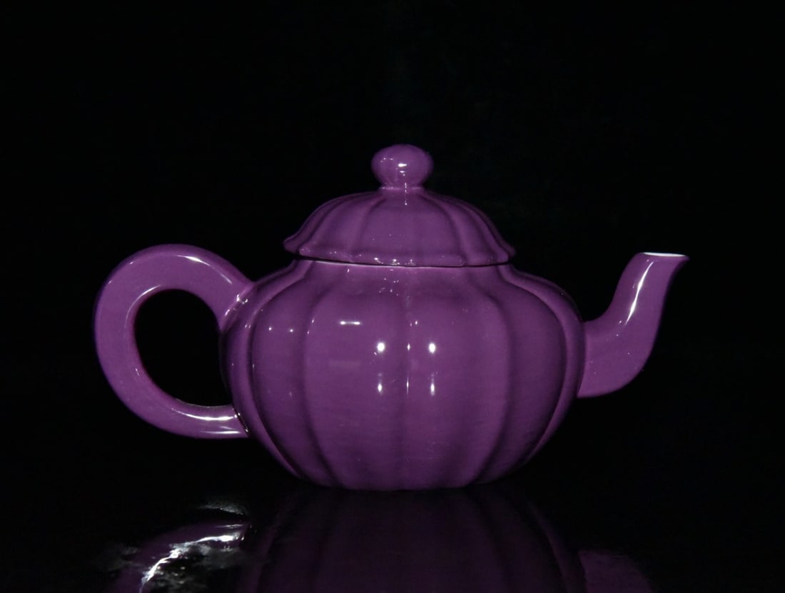 Chinese Purple Glaze Porcelain Teapot - 3