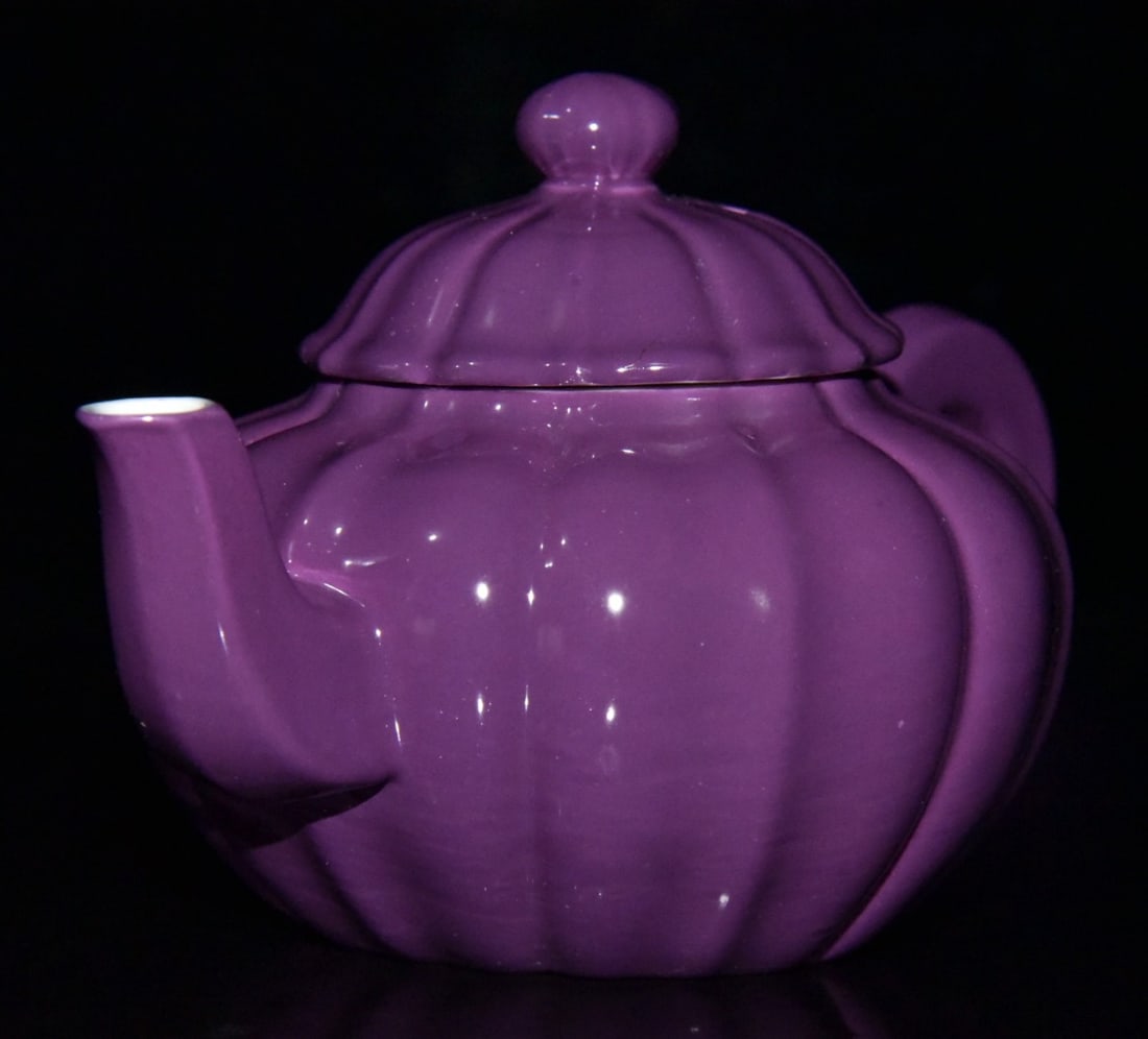Chinese Purple Glaze Porcelain Teapot - 5