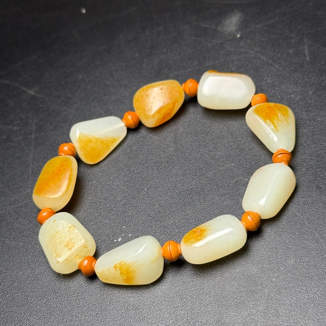 Natural Hetian Jade Original Stone Hand Chain - 4