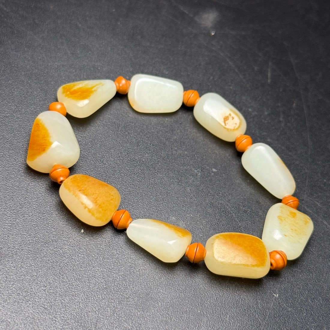 Natural Hetian Jade Original Stone Hand Chain - 5