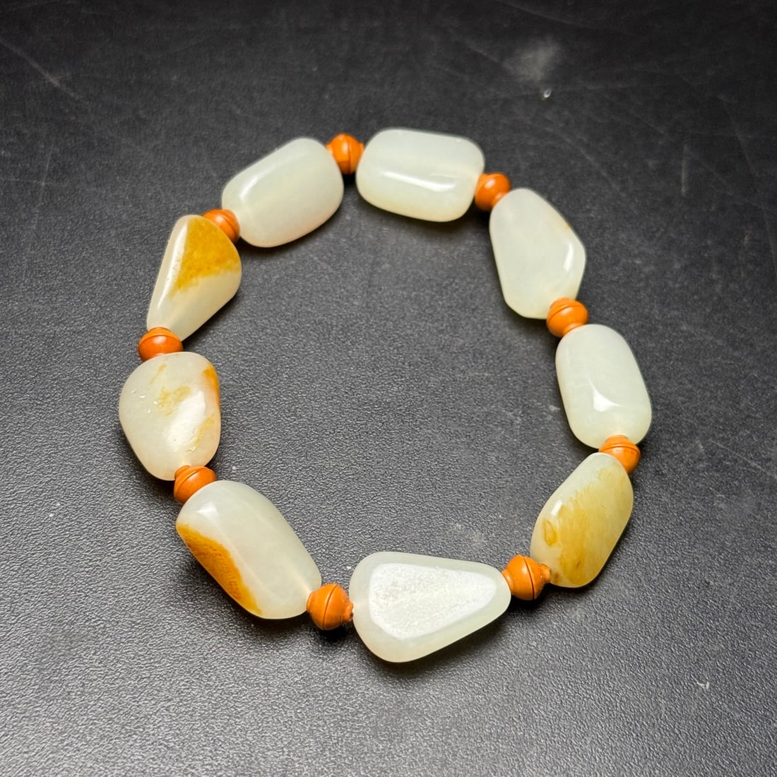 Natural Hetian Jade Original Stone Hand Chain - 6