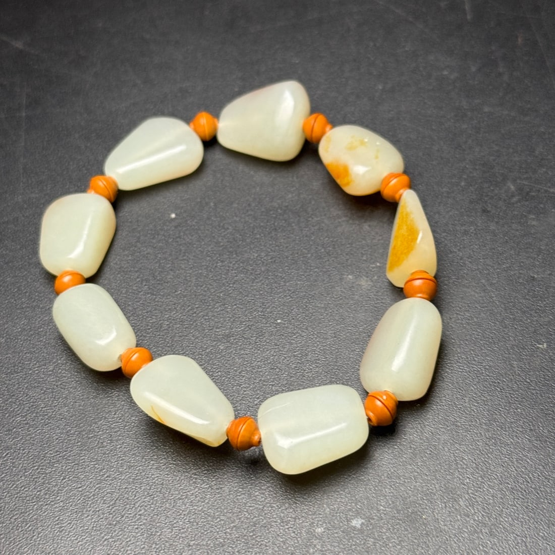 Natural Hetian Jade Original Stone Hand Chain - 7