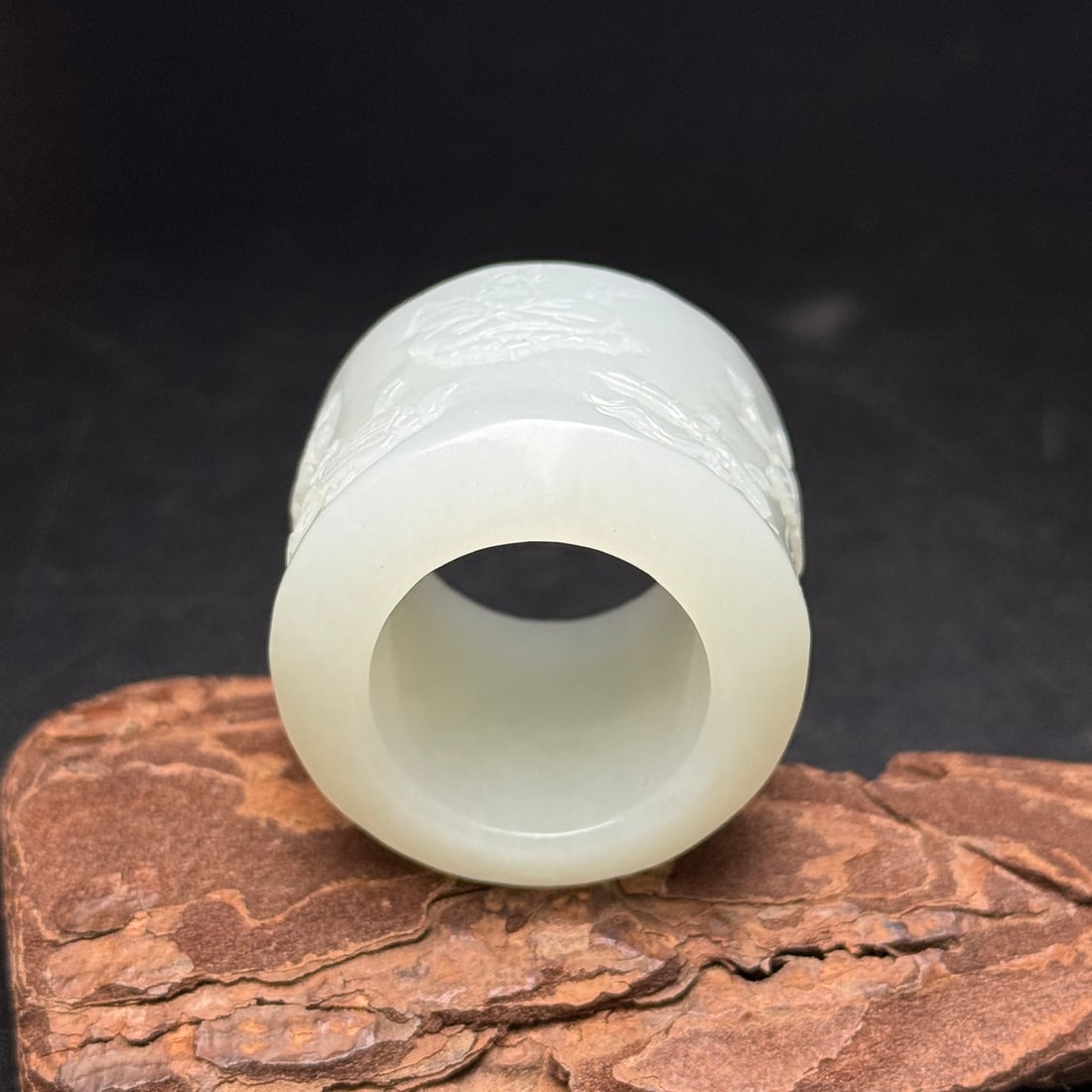 Natural White Hetian Jade Thumb Ring 22mm I.D. - 6