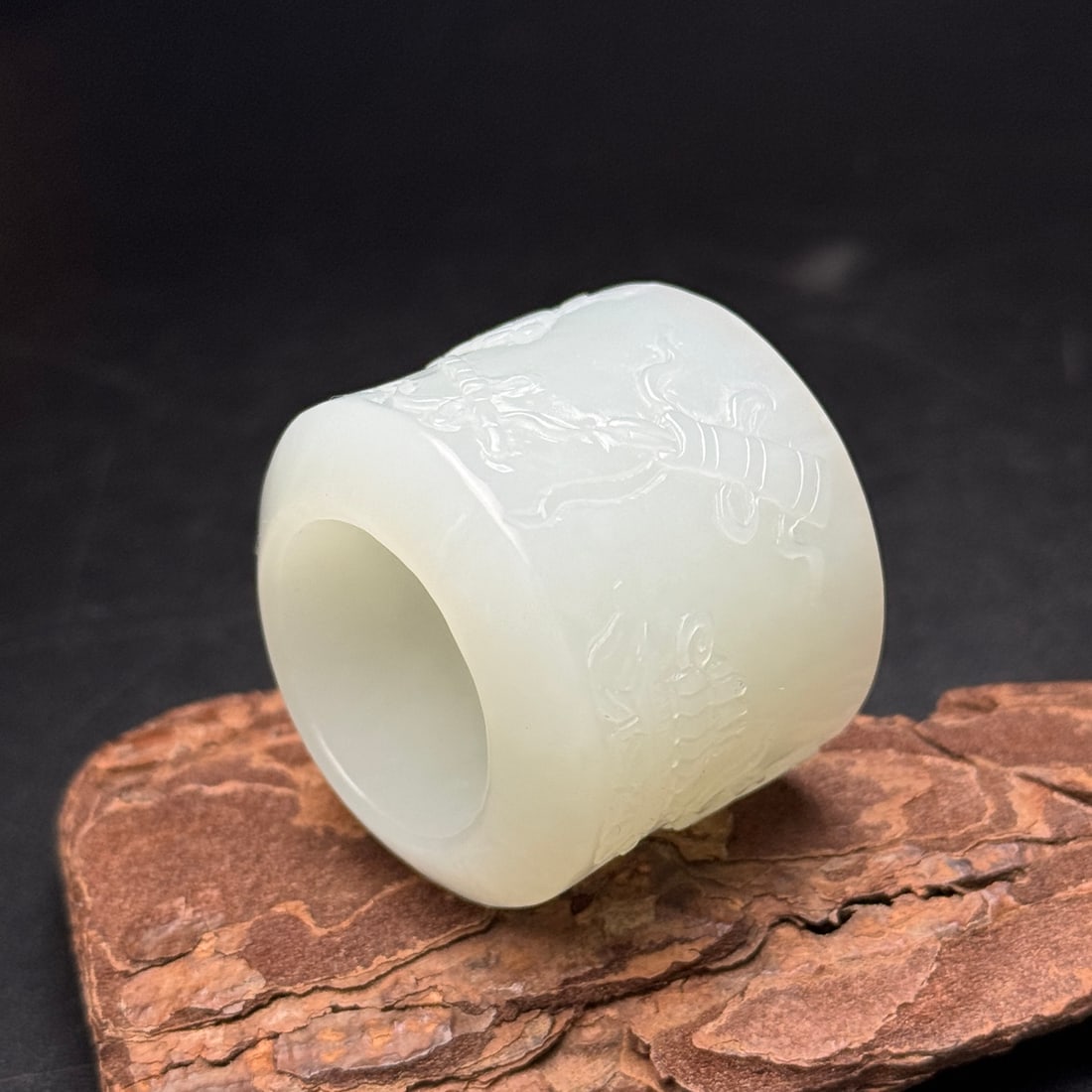 Natural White Hetian Jade Thumb Ring 22mm I.D. - 7