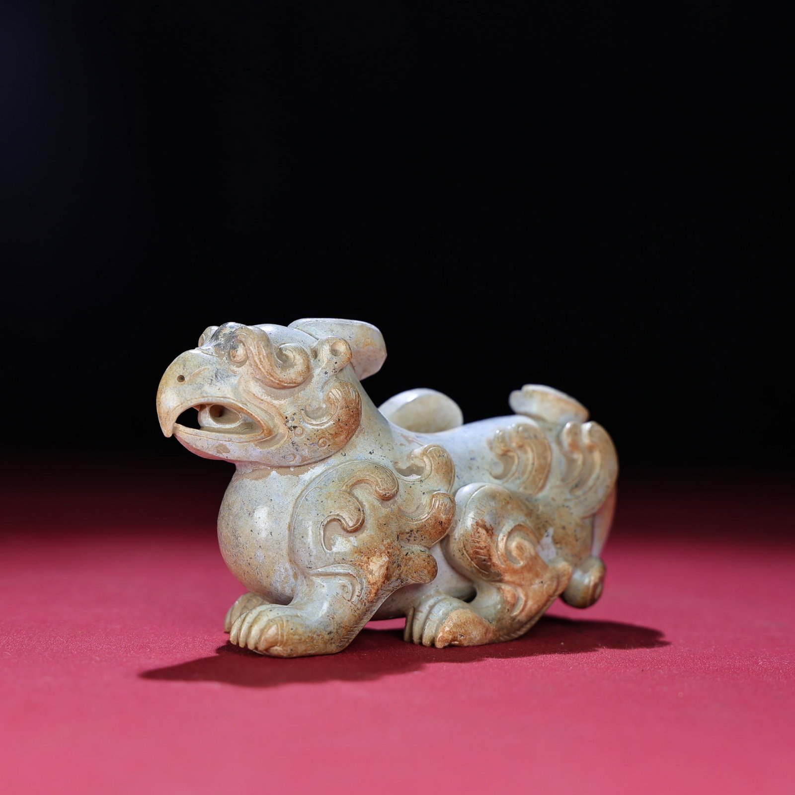 Old Hetian Jade Beast Statue - 2