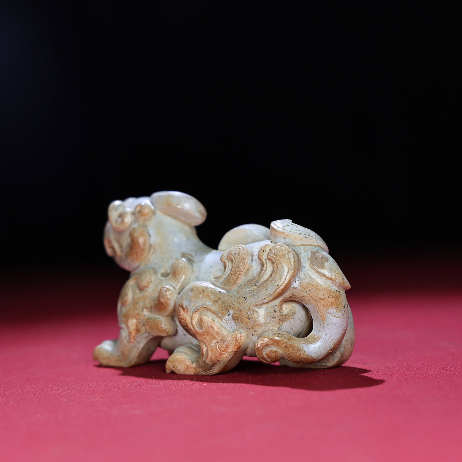 Old Hetian Jade Beast Statue - 5