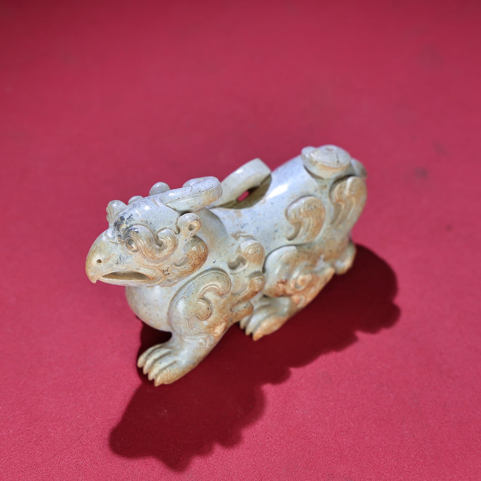 Old Hetian Jade Beast Statue - 7
