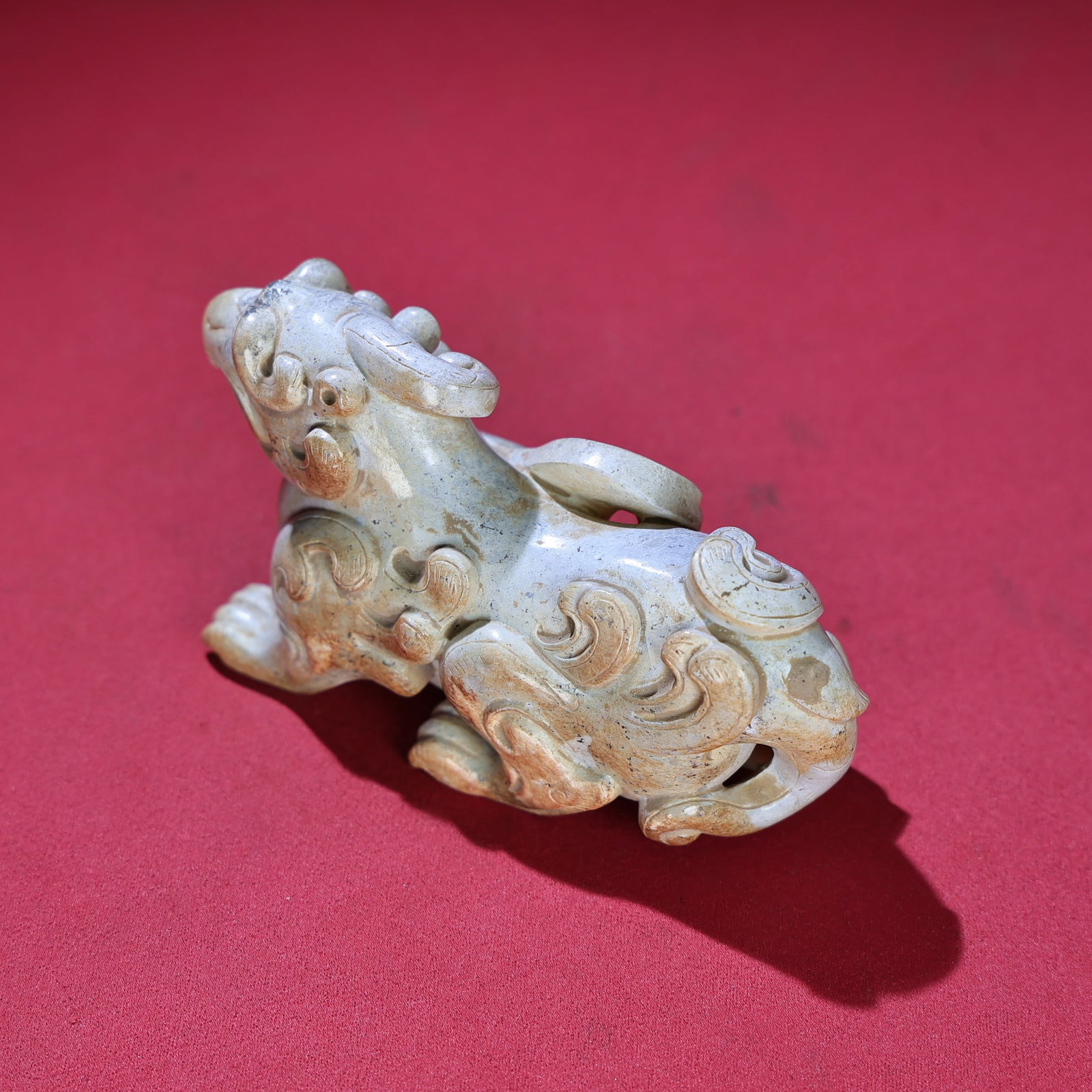Old Hetian Jade Beast Statue - 8