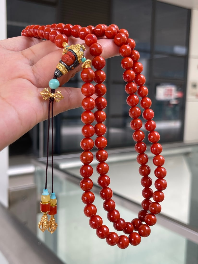 8.6mm Natural Nanhong Agate Necklace with Certificate - 2