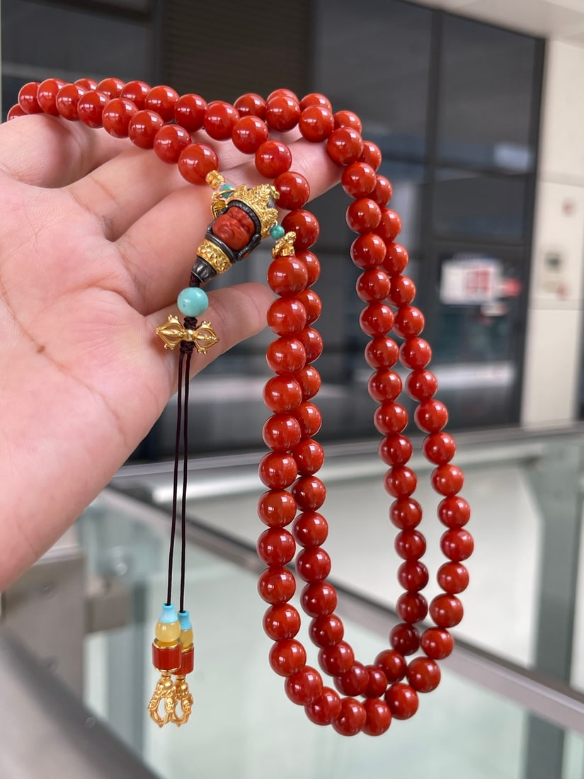 8.6mm Natural Nanhong Agate Necklace with Certificate - 3