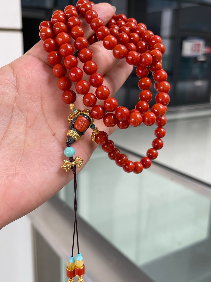 8.6mm Natural Nanhong Agate Necklace with Certificate - 5