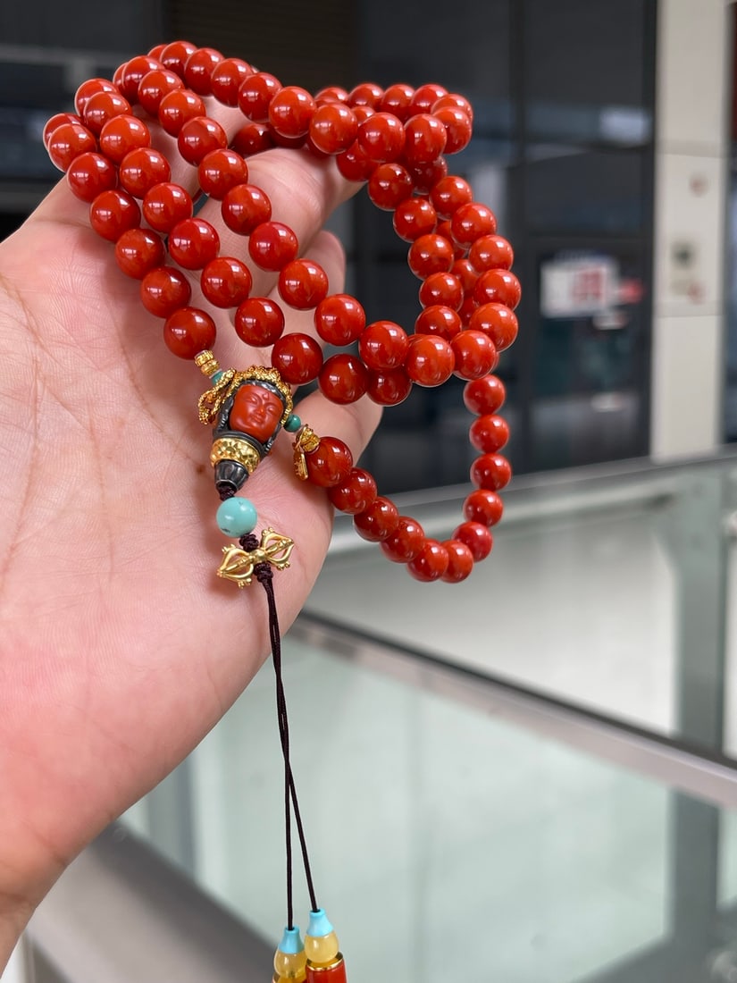 8.6mm Natural Nanhong Agate Necklace with Certificate - 6