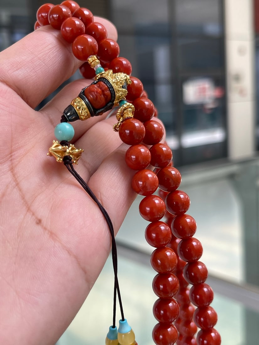 8.6mm Natural Nanhong Agate Necklace with Certificate - 7