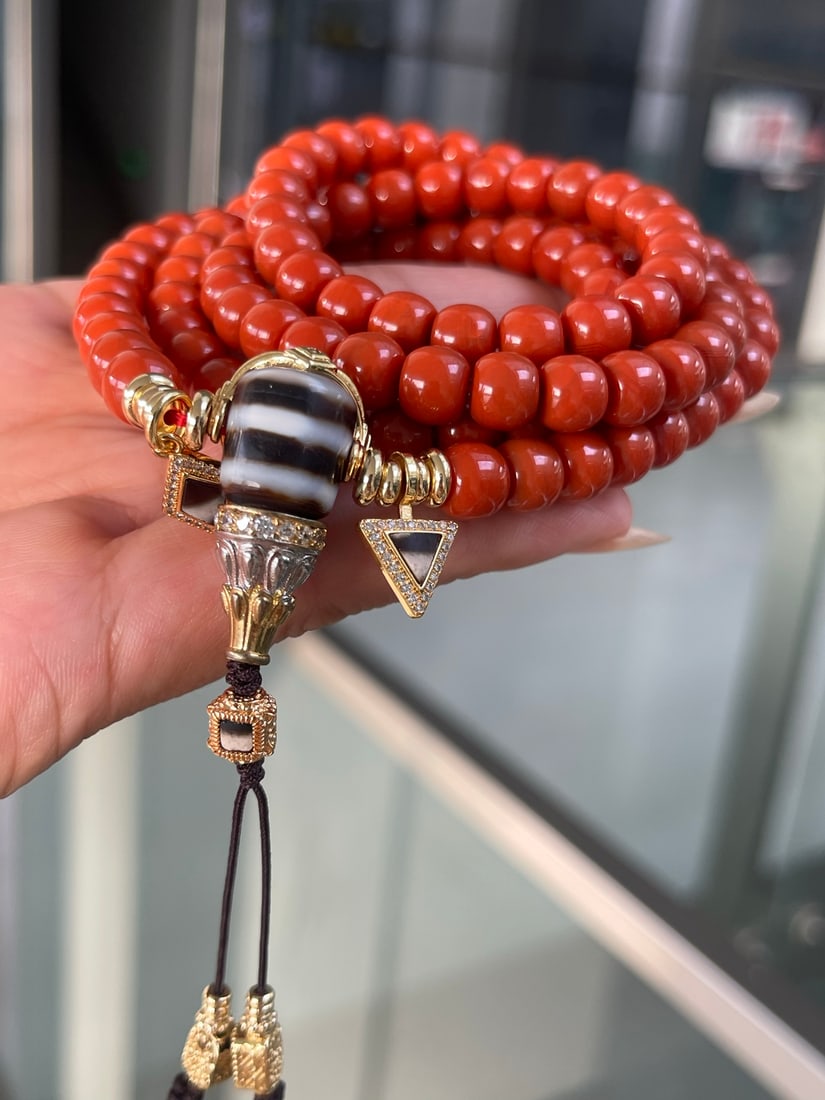 7.7mm Natural Nanhong Agate Necklace with Certificate - 2