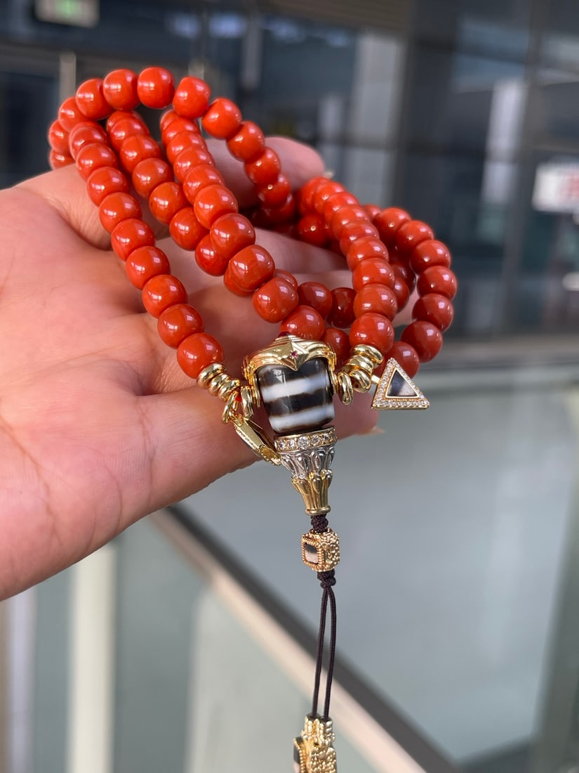 7.7mm Natural Nanhong Agate Necklace with Certificate - 3
