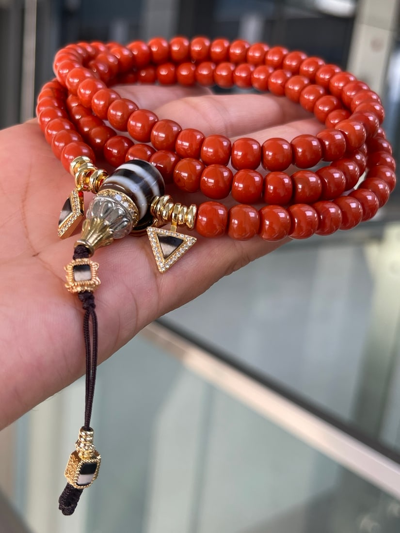 7.7mm Natural Nanhong Agate Necklace with Certificate - 4