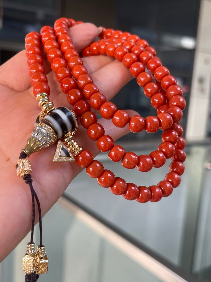 7.7mm Natural Nanhong Agate Necklace with Certificate - 5