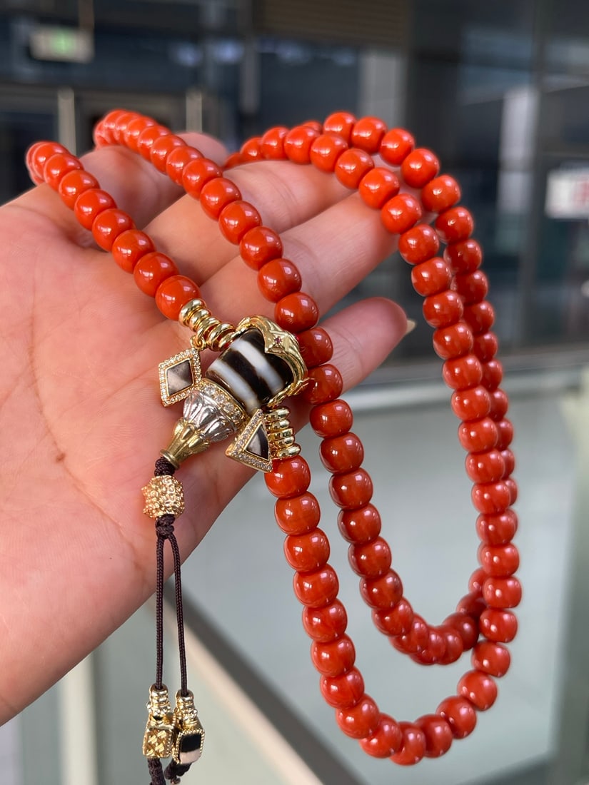 7.7mm Natural Nanhong Agate Necklace with Certificate - 7