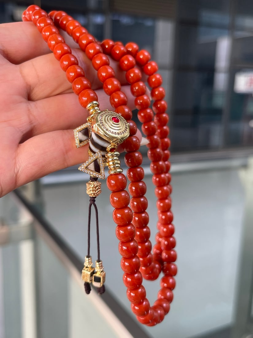 7.7mm Natural Nanhong Agate Necklace with Certificate - 8