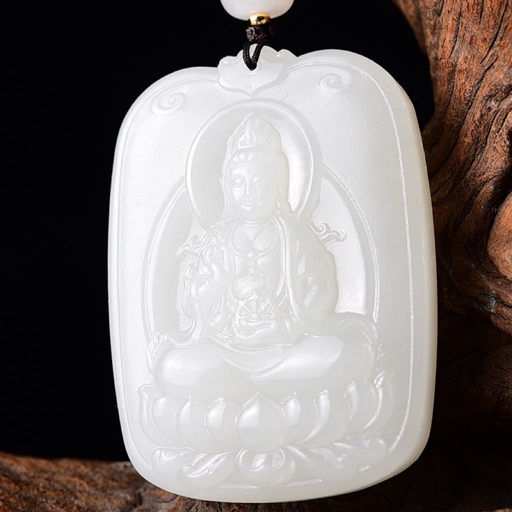 Chinese White Hetian Jade Carved Kwan-yin Pendant with Certificate: Title: Old Hetian Jade Dragon Pendant Date/Period: After2158 Origin: Chinese Dimension: 59x80x25(mm) 2.32x3.15x0.98(inches) Weight 0.35 lbs/157g Materials: Hetian Jade Reserve: $1,266.00 Shipping:
