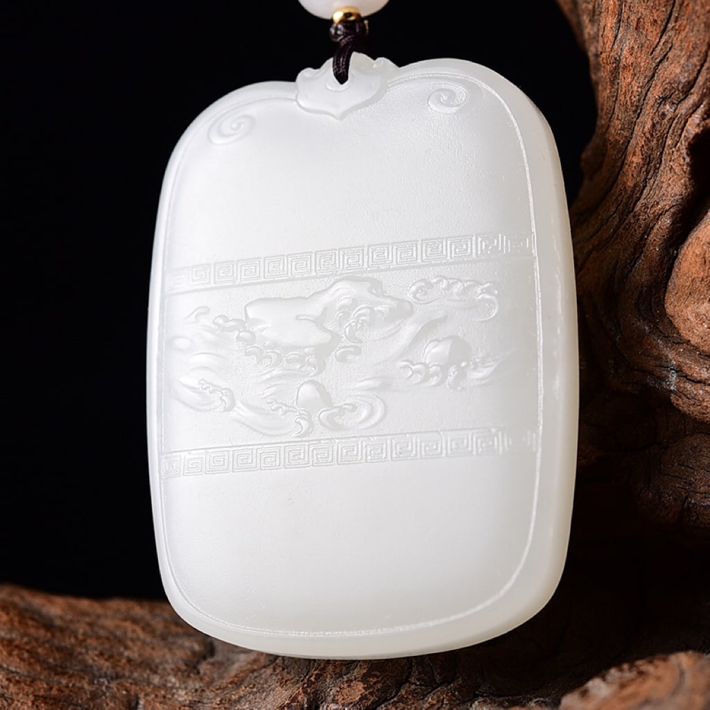 Chinese White Hetian Jade Carved Kwan-yin Pendant with Certificate - 2