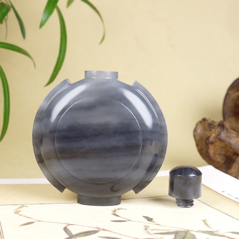 Gray Hetian Jade Snuff Bottle - 5