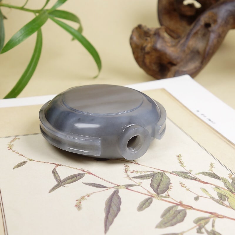 Gray Hetian Jade Snuff Bottle - 6