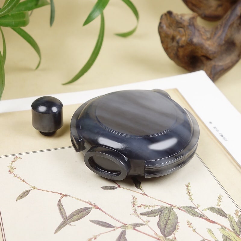 Gray Hetian Jade Snuff Bottle - 7