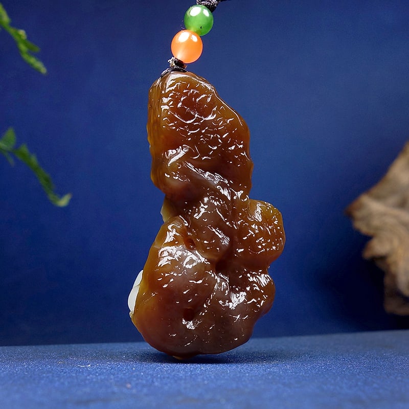 Natural Hetian Jade Carved Beetle Pendant - 4
