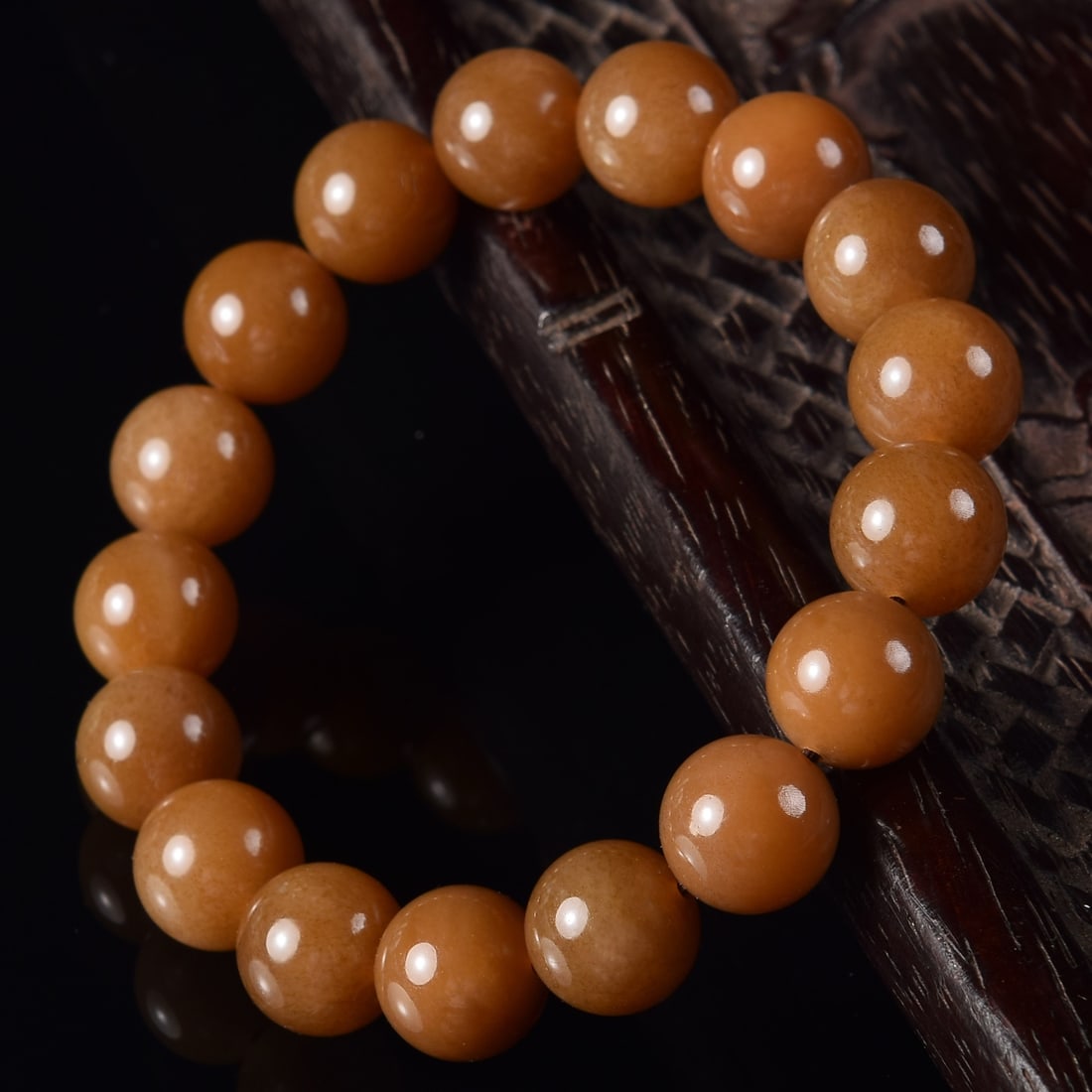 Natural Hetian Jade Beads Bracelet with Certificate - 2