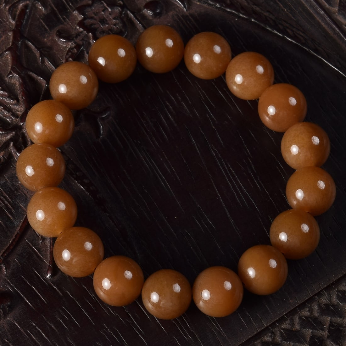 Natural Hetian Jade Beads Bracelet with Certificate - 3