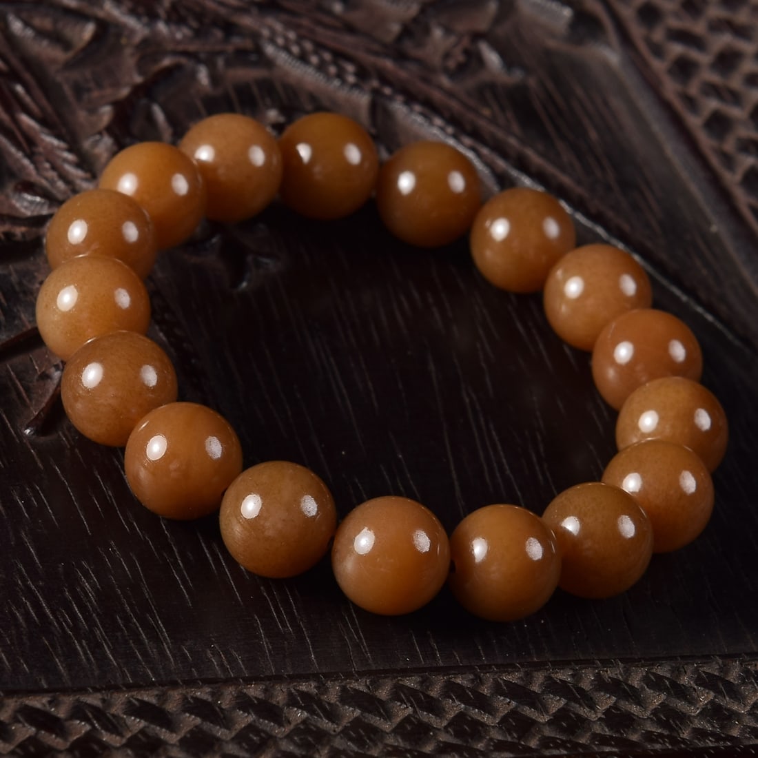 Natural Hetian Jade Beads Bracelet with Certificate - 4