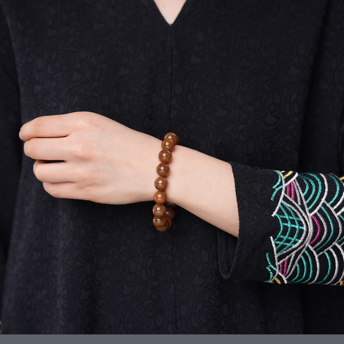 Natural Hetian Jade Beads Bracelet with Certificate - 6