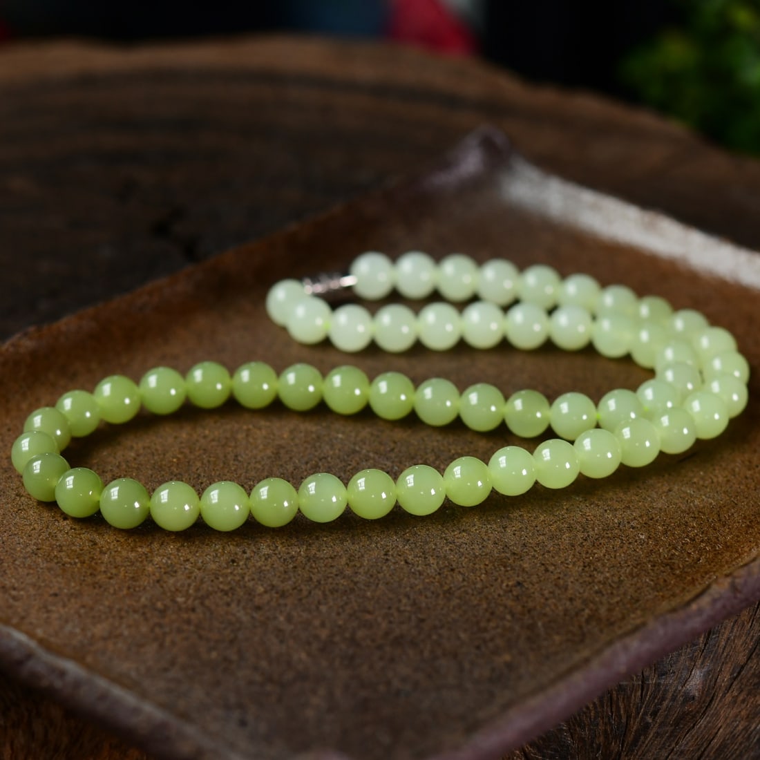 8mm Natural Hetian Jade Beads Necklace - 3