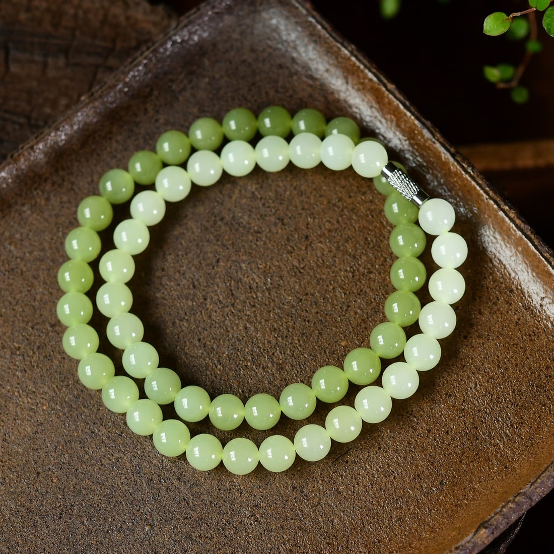 8mm Natural Hetian Jade Beads Necklace - 4