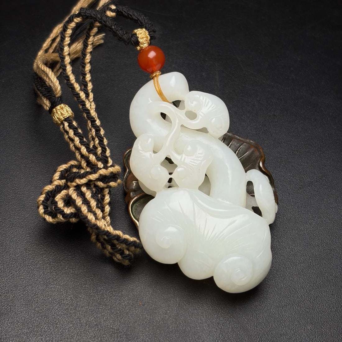 Natural White Hetian Jade Hand Carved Ruyi Pendant (1 of 9)