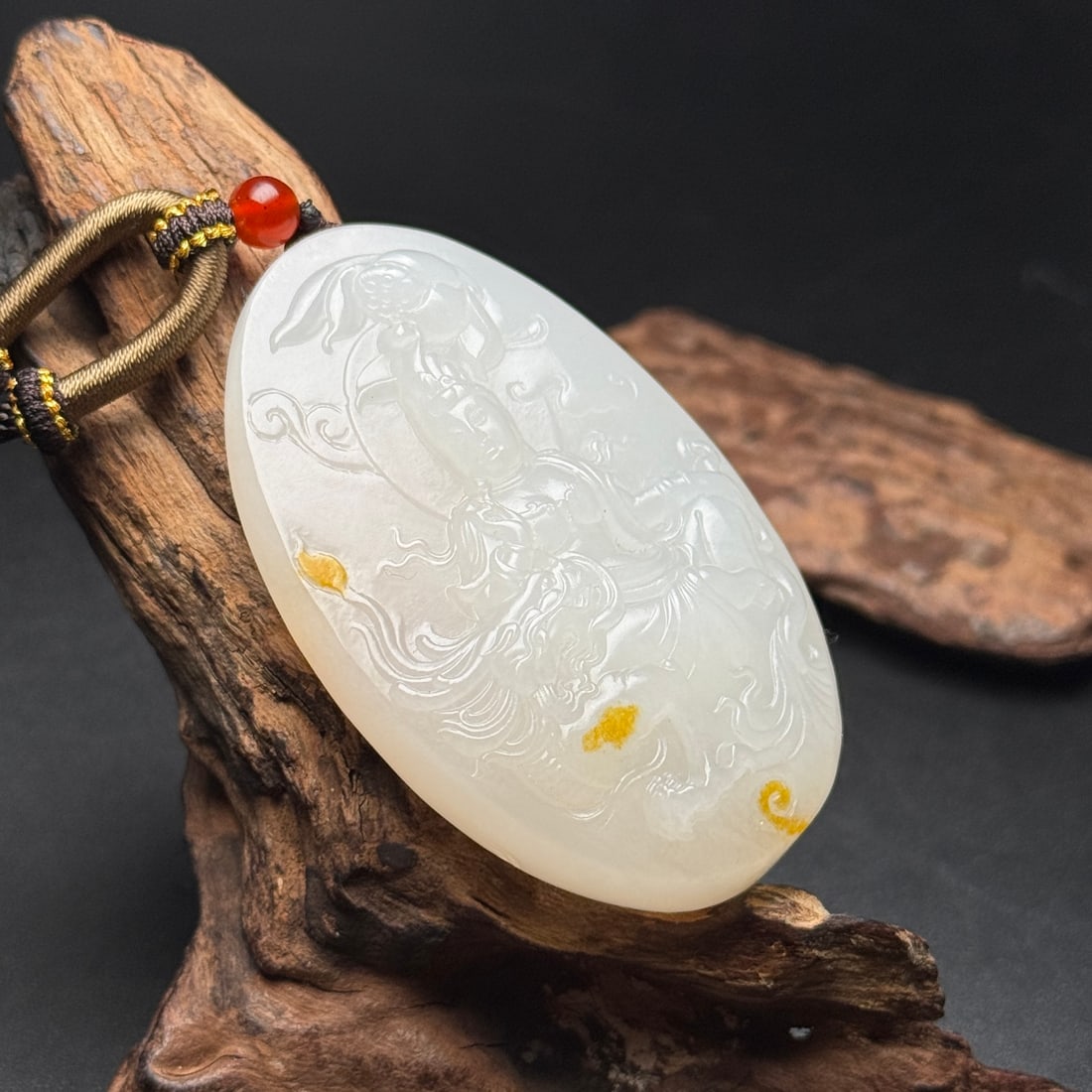 Natural Hetian Jade Carved Kwan-yin Pendant - 3