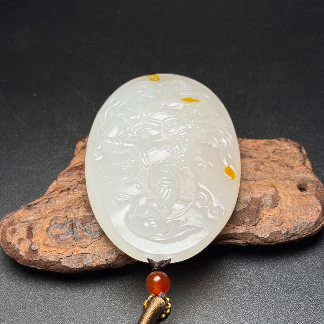 Natural Hetian Jade Carved Kwan-yin Pendant - 5