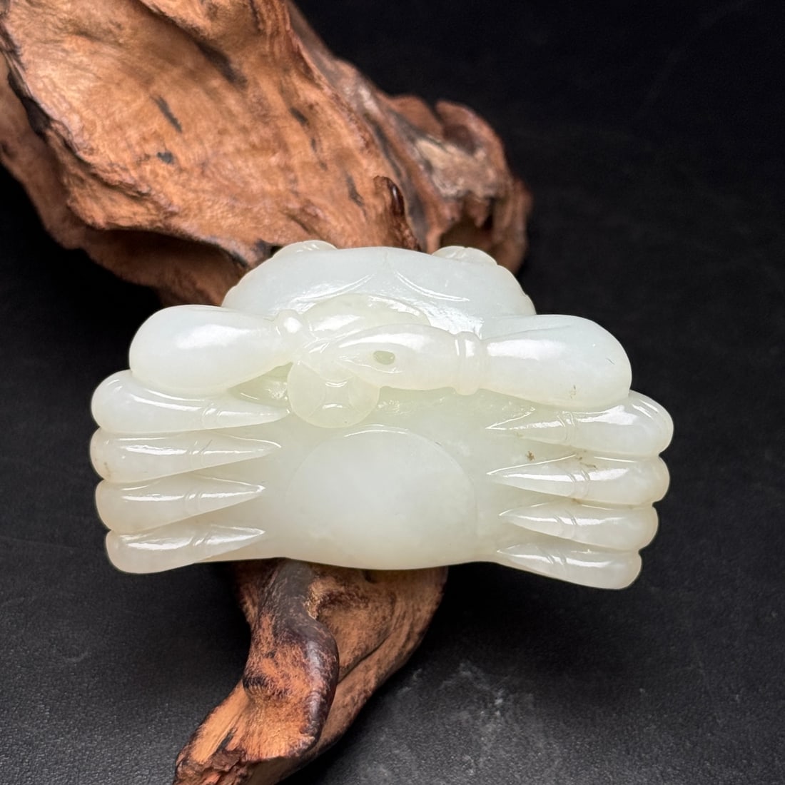 Natural Hetian Jade Hand Carved Crab Pendant - 3