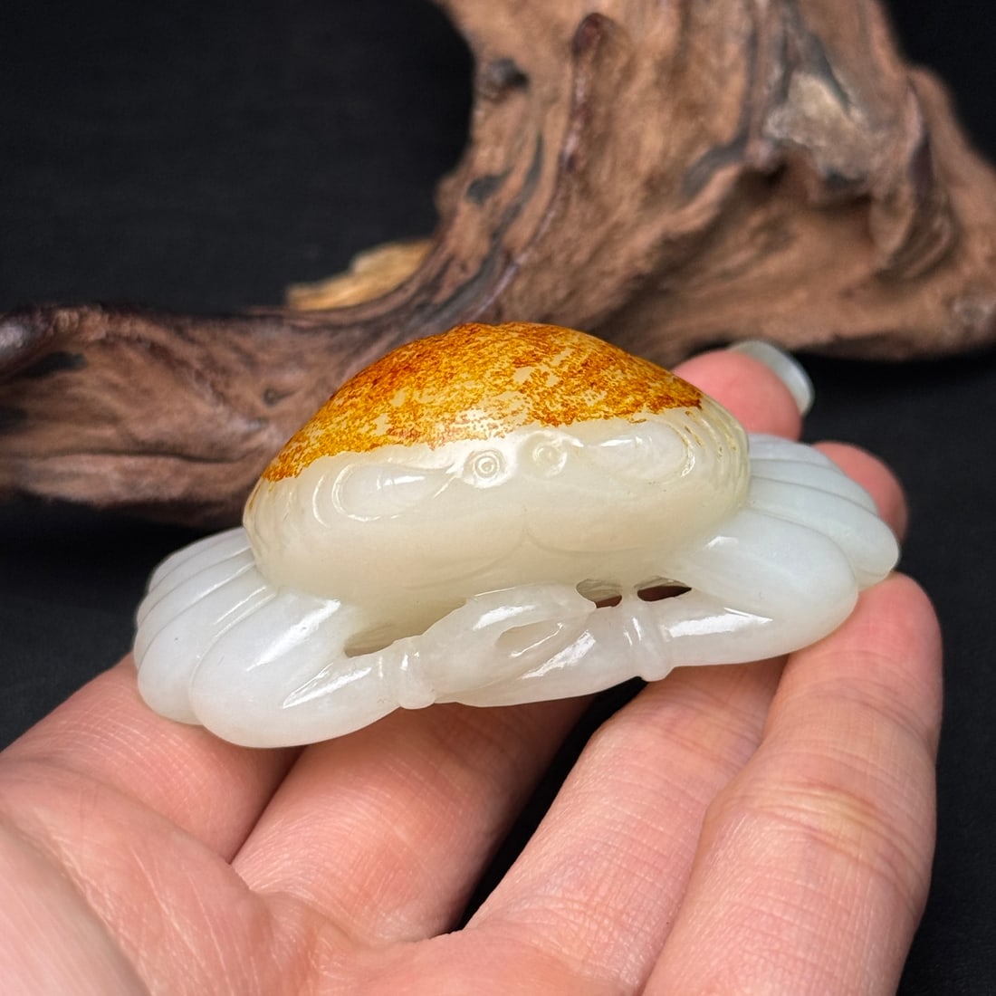Natural Hetian Jade Hand Carved Crab Pendant - 9