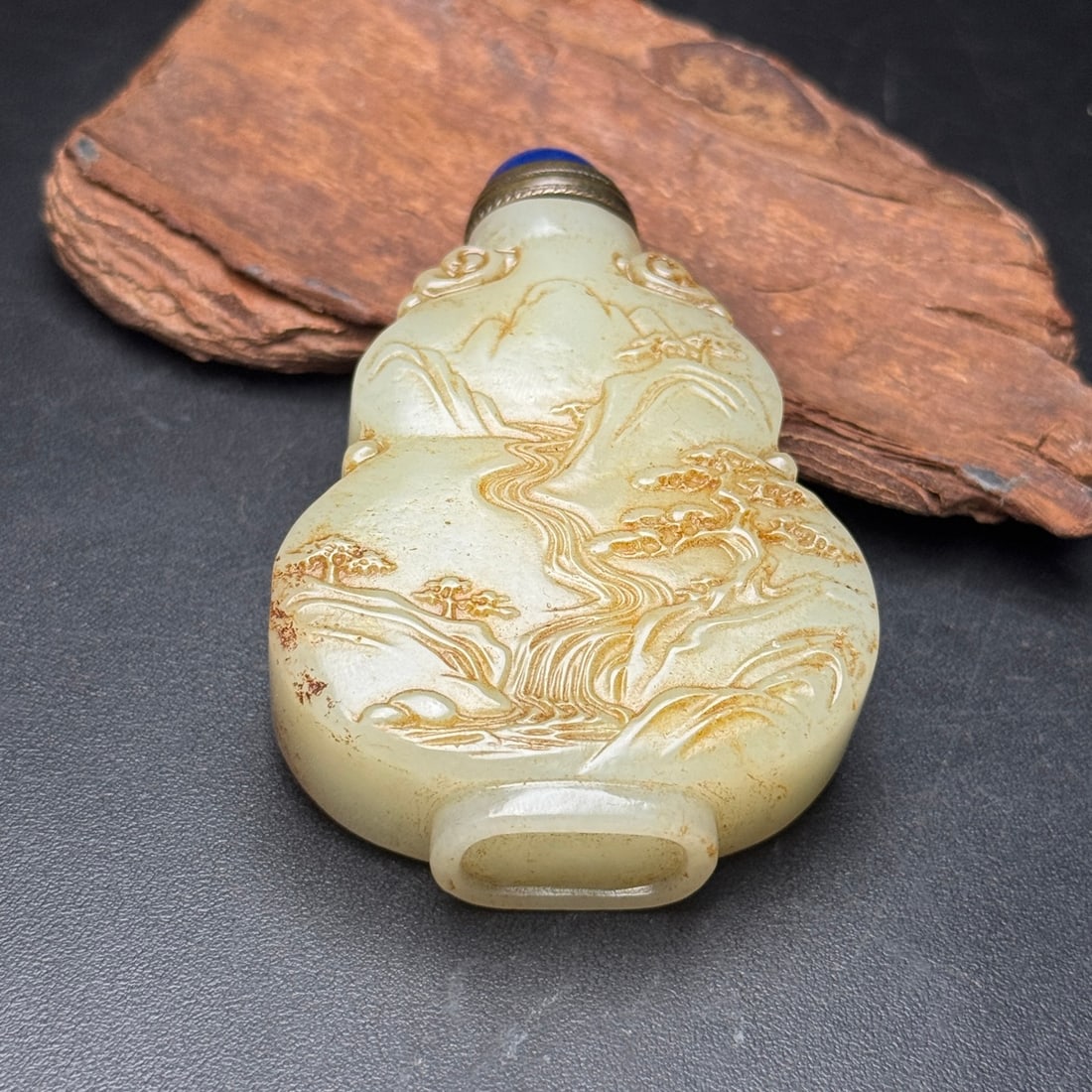 Old Hetian Jade Snuff Bottle - 6