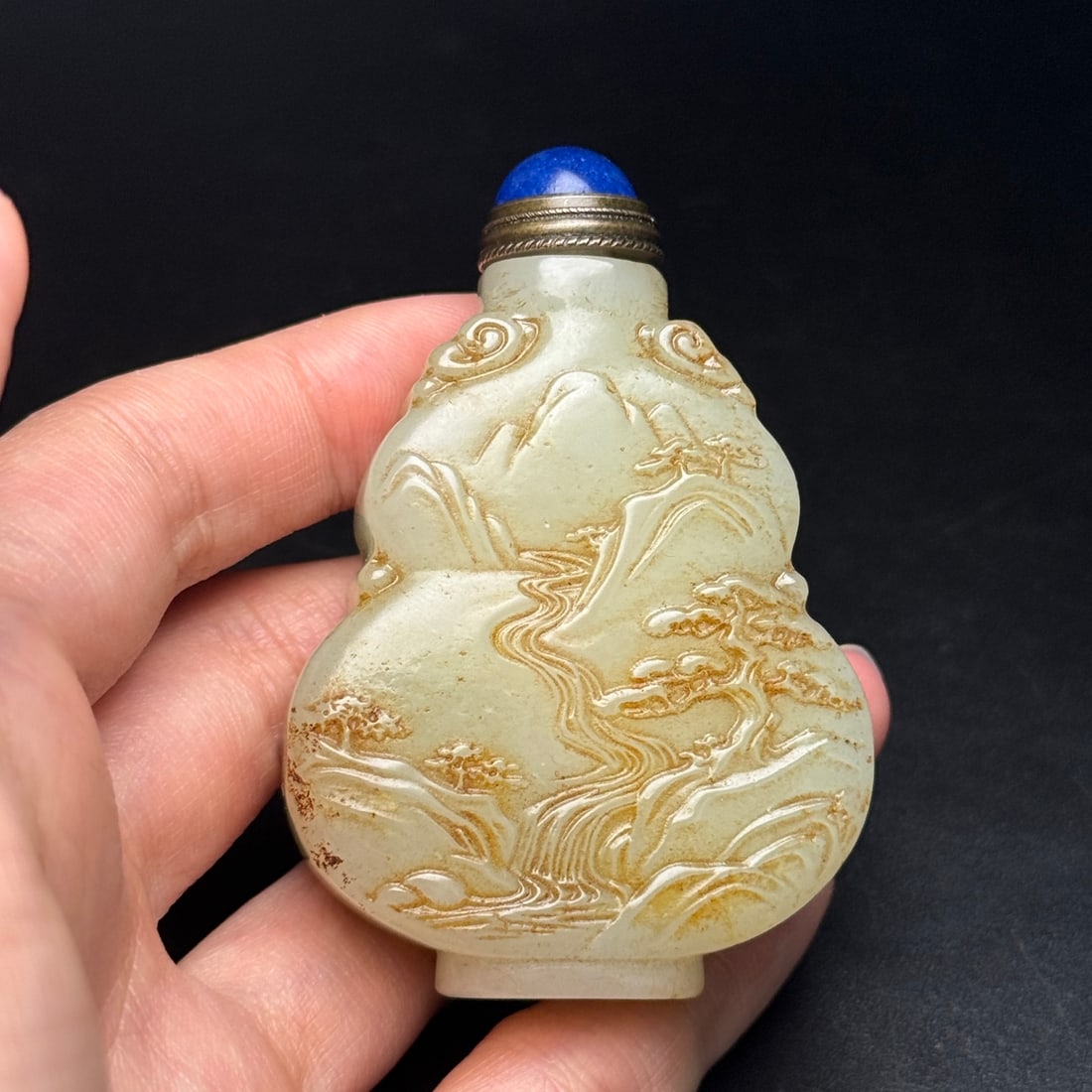 Old Hetian Jade Snuff Bottle - 8