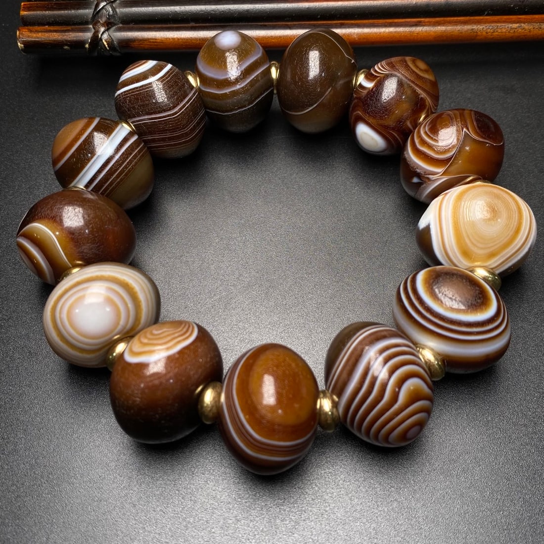 Old Agate Beads Bracelet - 6