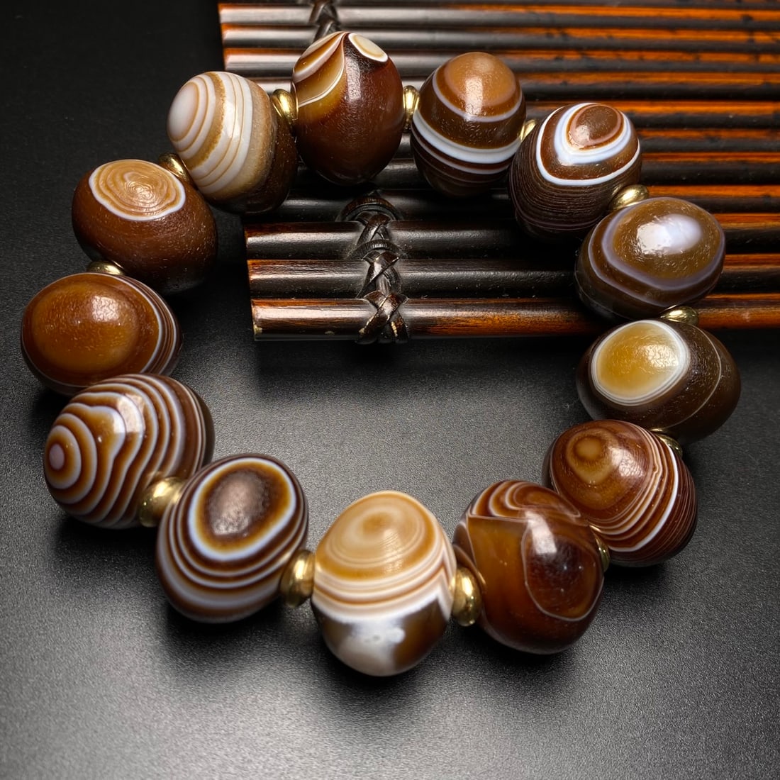 Old Agate Beads Bracelet - 7
