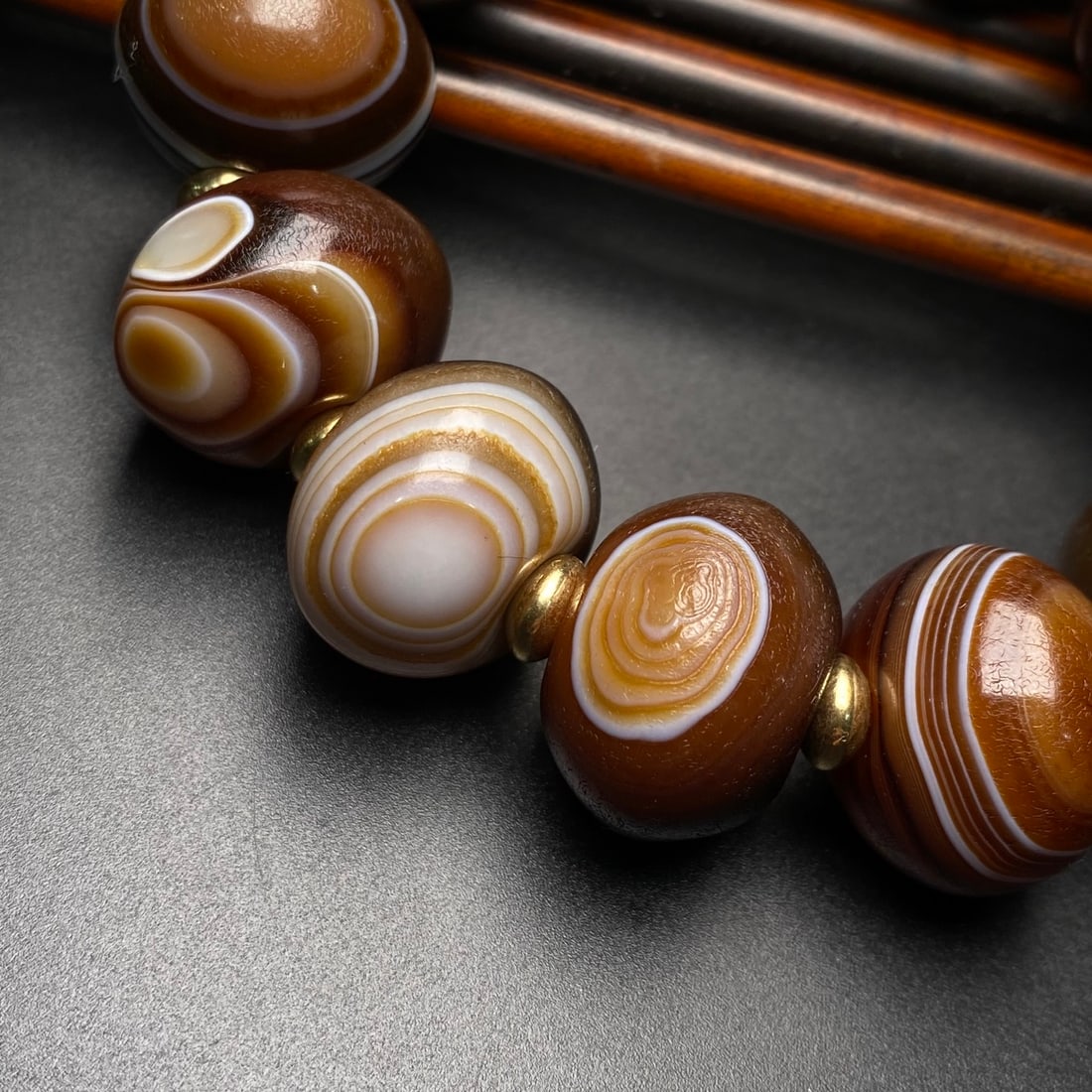 Old Agate Beads Bracelet - 8
